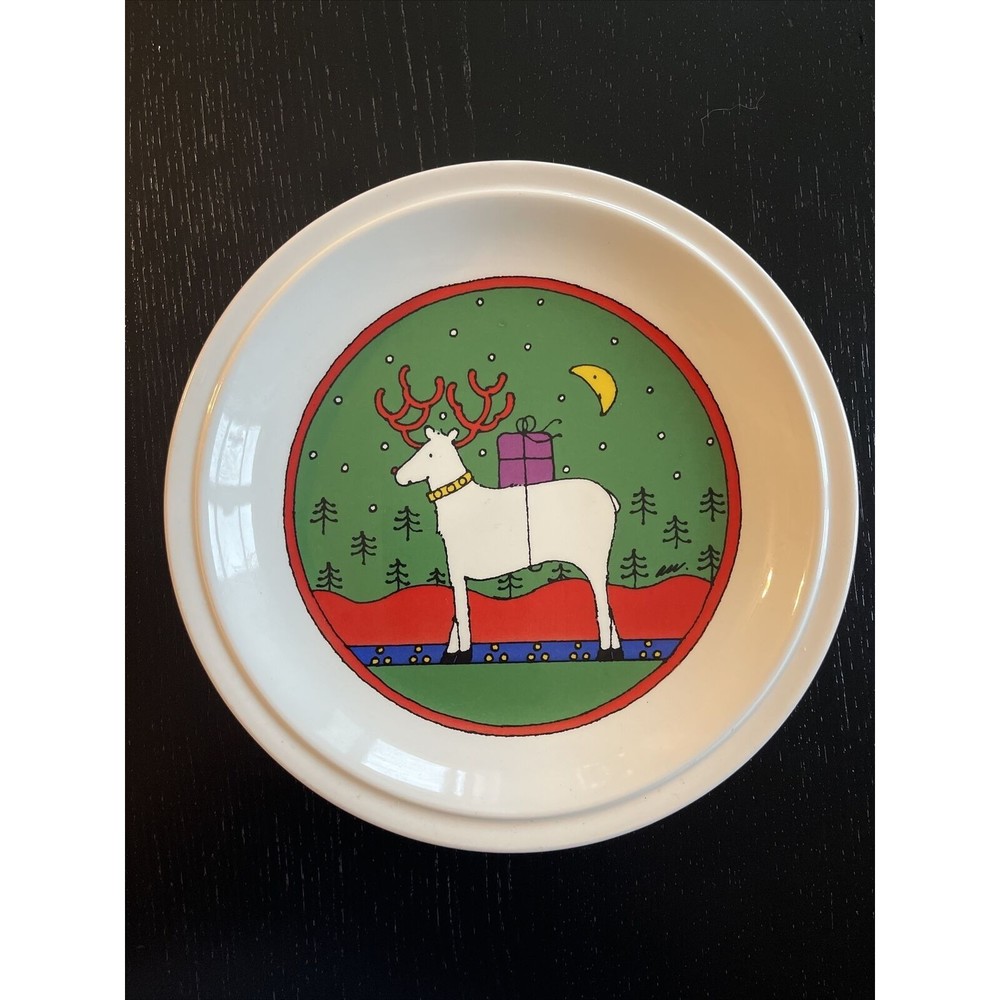 Houze England 1985 Christmas salad Dessert plate Reindeer motif Replacement